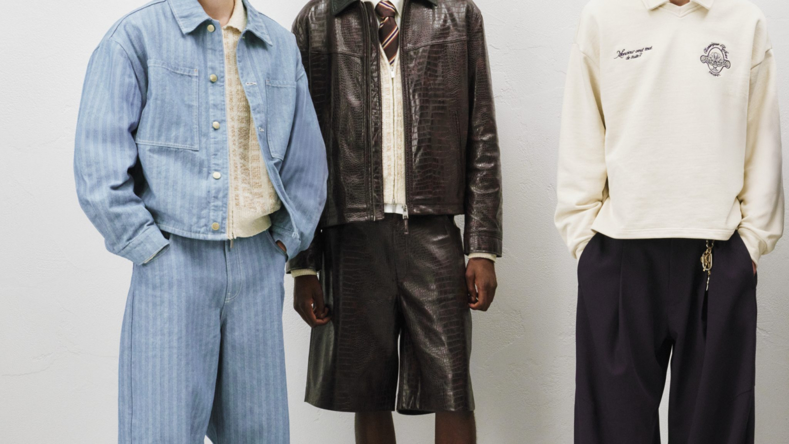 Imagen de la colección MW de Bershka Menswear, donde el tailoring preppy se combina con estética streetwear contemporánea.