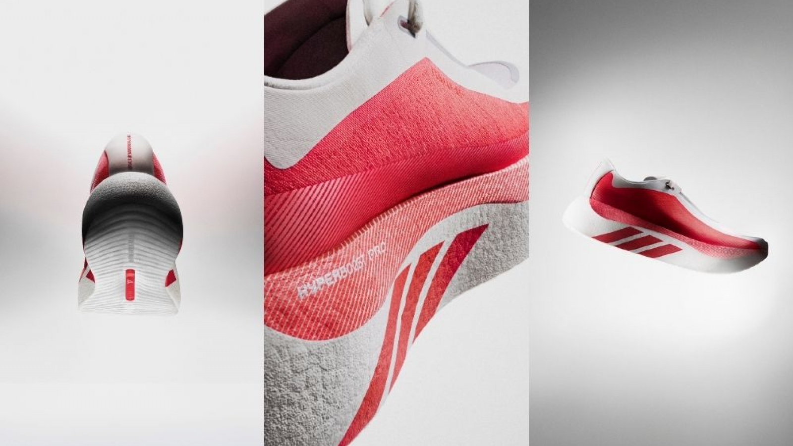 Zapatilla adidas Hyperboost Edge en color blanco y rojo con mediasuela Hyperboost Pro y diseño de running ligero.