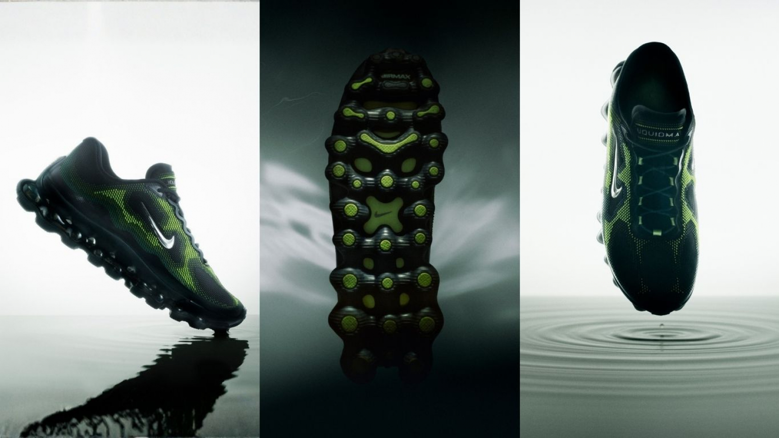 Nike Air Liquid Max detalles de diseño y textura en upper con capas impresas y colores inspirados en la rana dardo venenosa